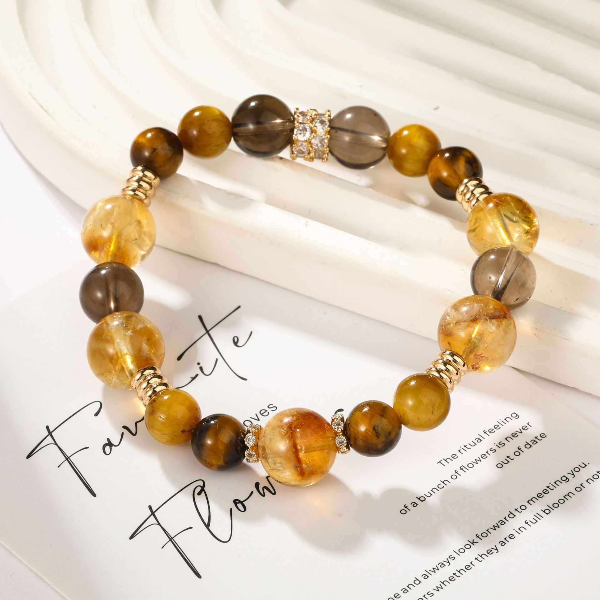 Manifest Strength |Tiger’s Eye & Smoky Quartz Bracelet(10mm)