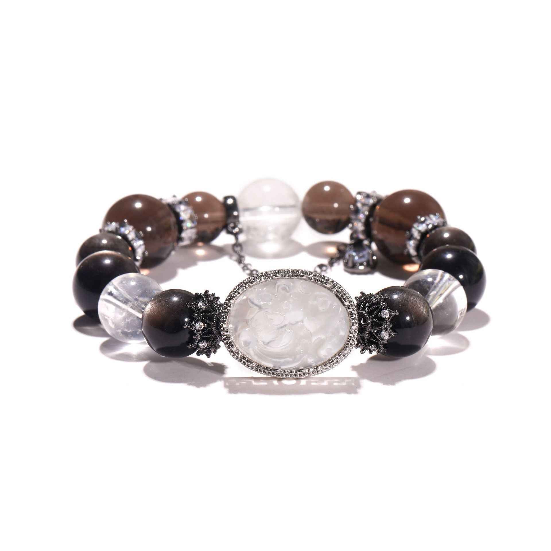 Protection Bracelet | Smoky Quartz&Silver Obsidian(10mm)