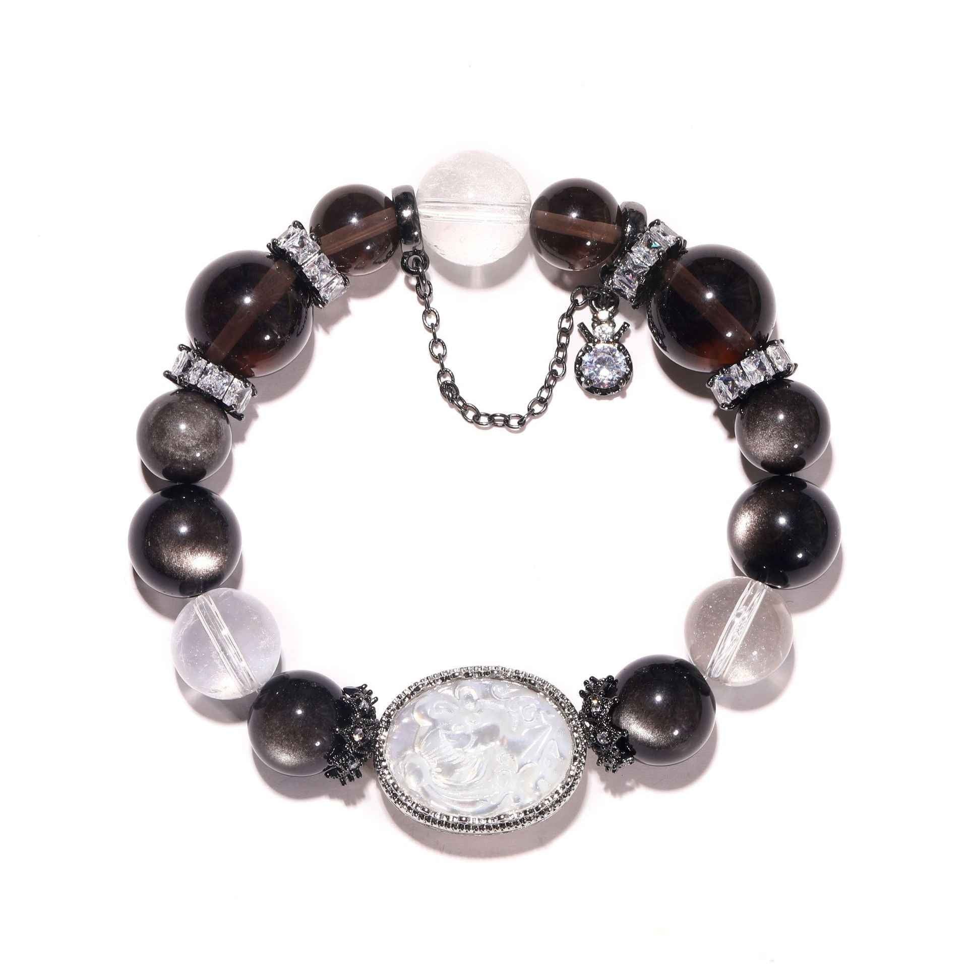 Protection Bracelet | Smoky Quartz&Silver Obsidian(10mm)