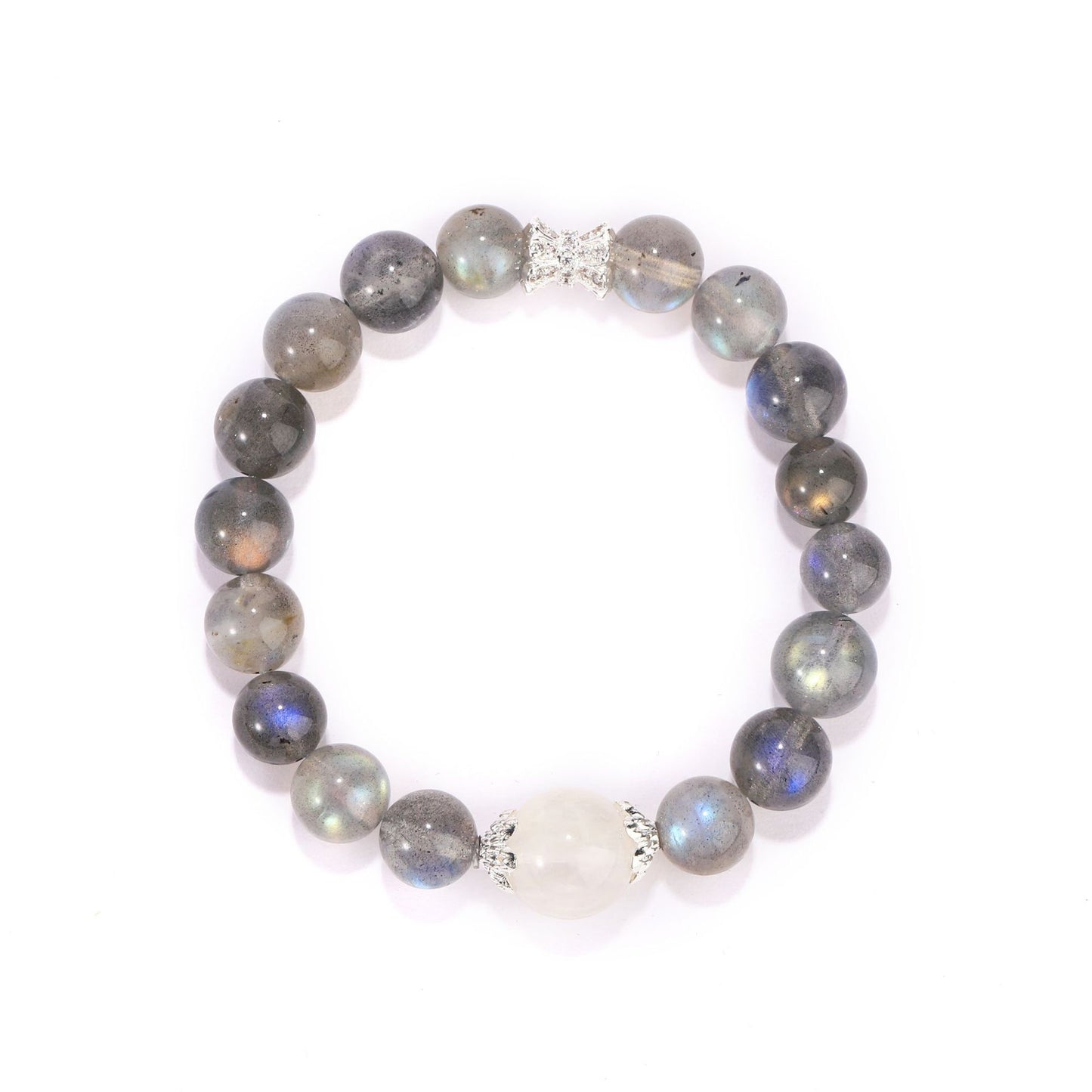 Intuition & Clarity Bracelet – Gray Moonstone with White Phantom Center（9&12mm）