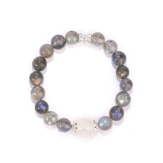 Intuition & Clarity Bracelet – Gray Moonstone with White Phantom Center（9&12mm）