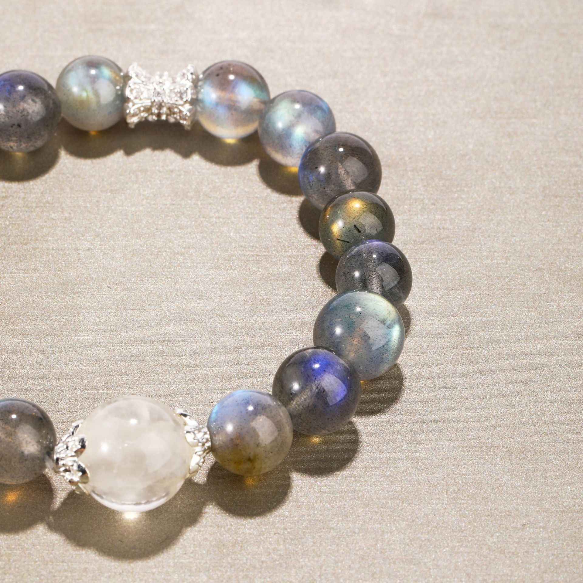 Intuition & Clarity Bracelet – Gray Moonstone with White Phantom Center（9&12mm）