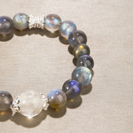 Intuition & Clarity Bracelet – Gray Moonstone with White Phantom Center（9&12mm） - MOONQUIET