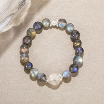 Intuition & Clarity Bracelet – Gray Moonstone with White Phantom Center（9&12mm）