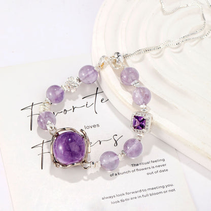 Astrologer’s Soul Bond – The Amethyst Rabbit Hair Crystal Bracelet（Adjustable）