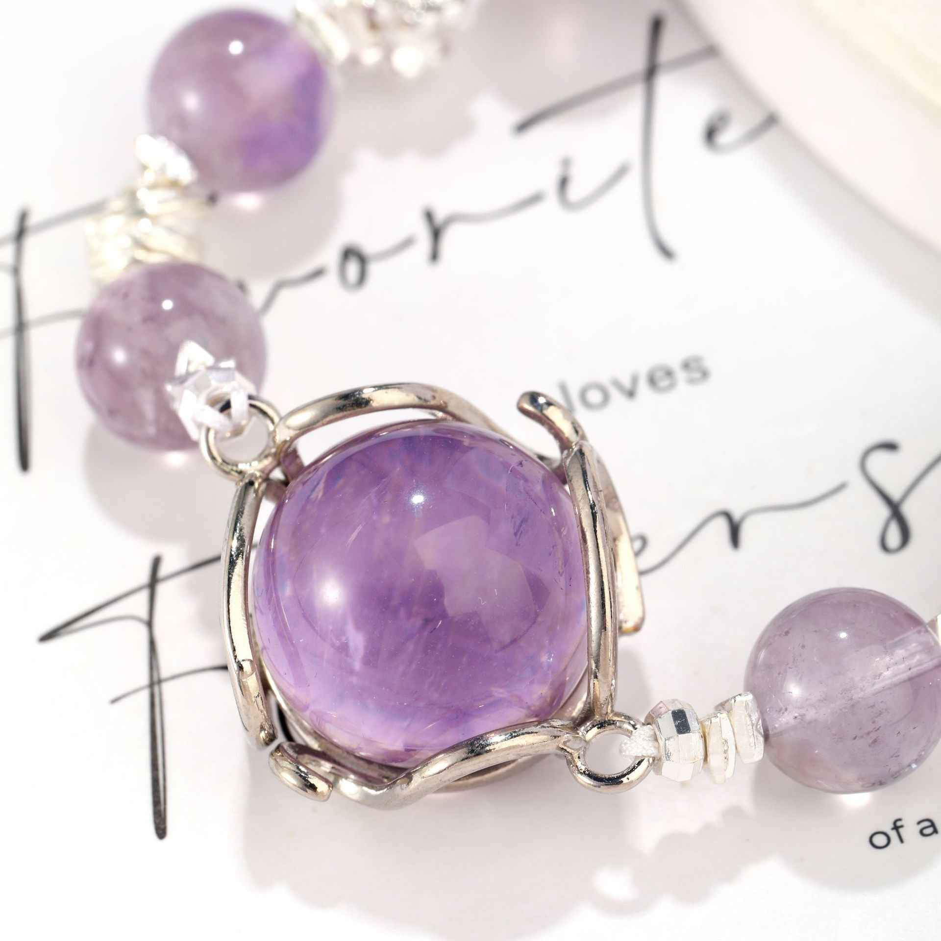 Astrologer’s Soul Bond – The Amethyst Rabbit Hair Crystal Bracelet（Adjustable）