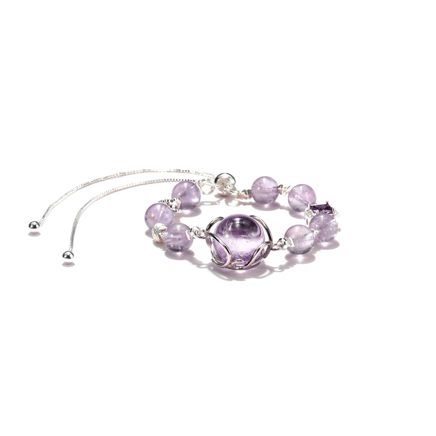 Astrologer’s Soul Bond – The Amethyst Rabbit Hair Crystal Bracelet（Adjustable）