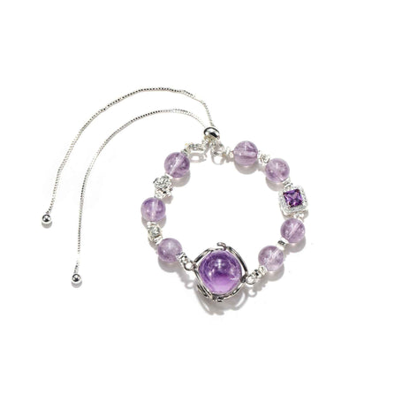 Astrologer’s Soul Bond – The Amethyst Rabbit Hair Crystal Bracelet（Adjustable）