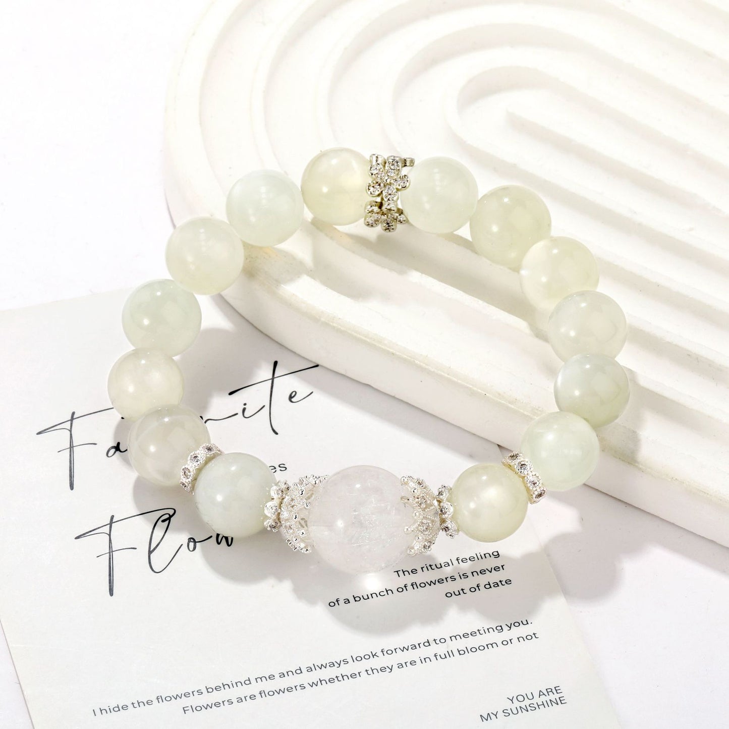 Moonlit Serenity｜White Moonstone&White Azeztulite Bracelet(12+16mm)