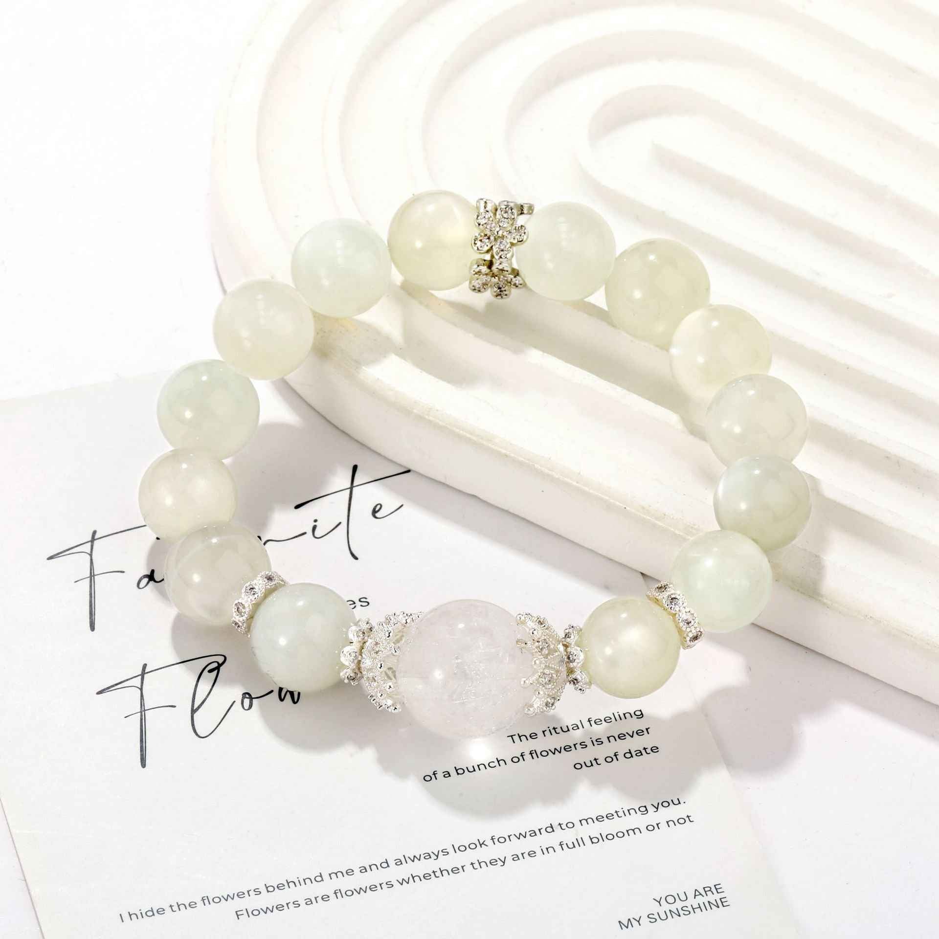 Moonlit Serenity｜White Moonstone&White Azeztulite Bracelet(12+16mm)