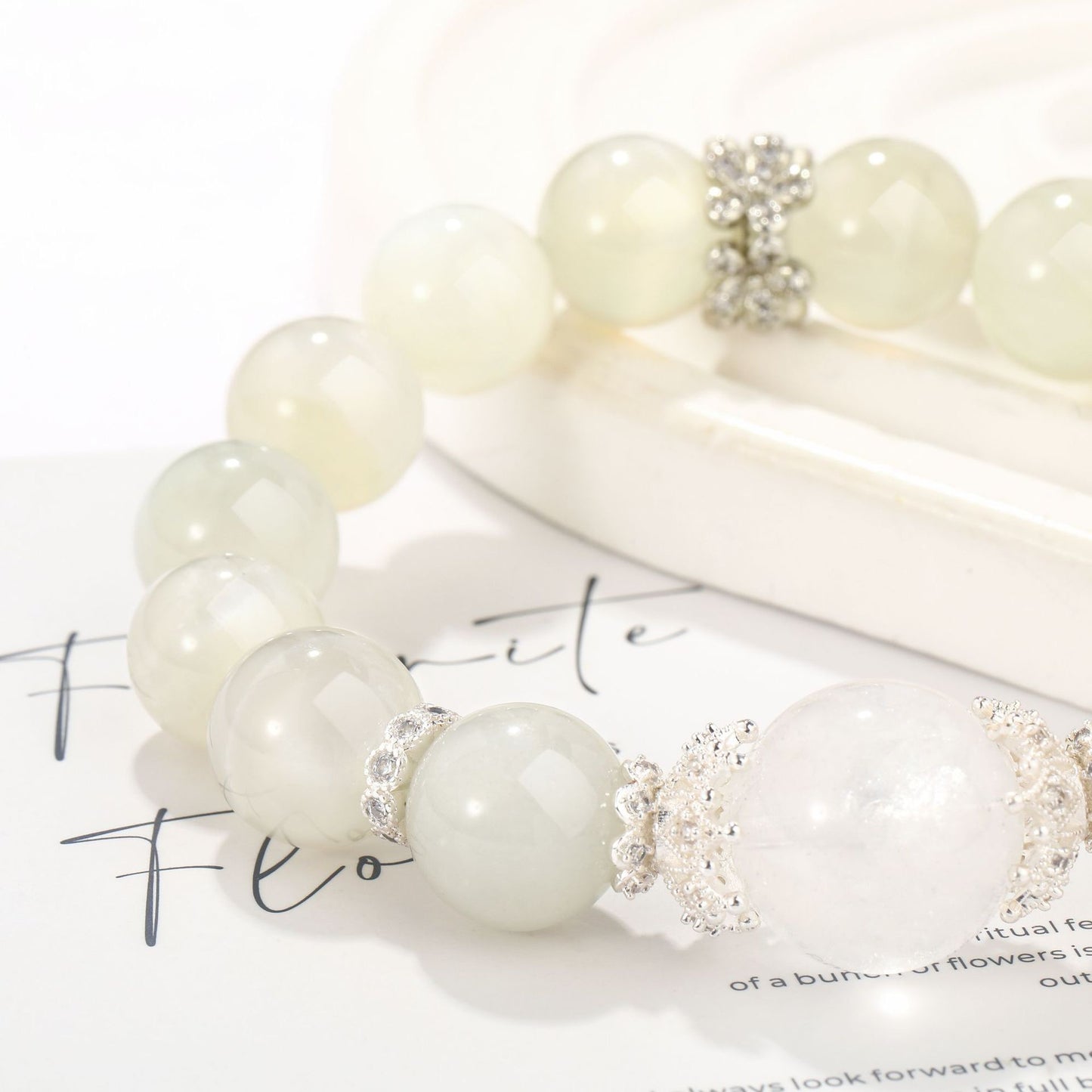 Moonlit Serenity｜White Moonstone&White Azeztulite Bracelet(12+16mm)