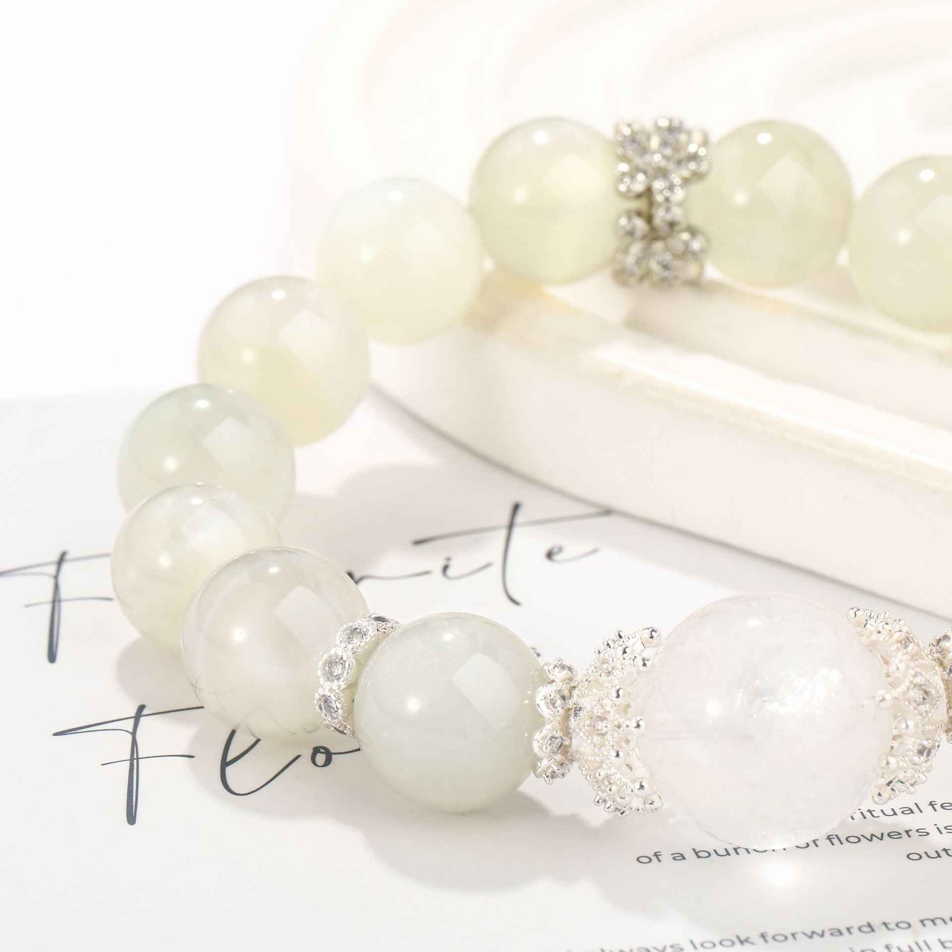 Moonlit Serenity｜White Moonstone&White Azeztulite Bracelet(12+16mm)