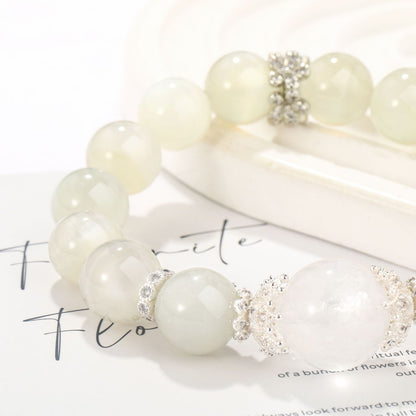 Moonlit Serenity｜White Moonstone&White Azeztulite Bracelet(12+16mm)