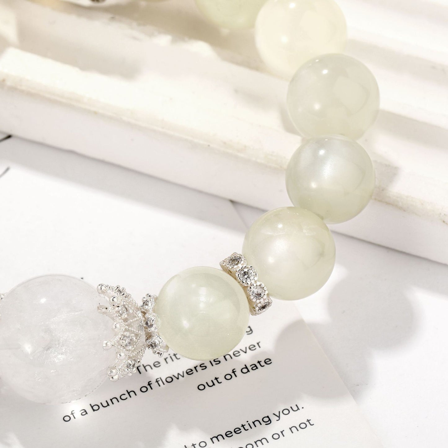 Moonlit Serenity｜White Moonstone&White Azeztulite Bracelet(12+16mm)