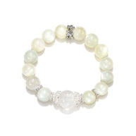 Moonlit Serenity｜White Moonstone&White Azeztulite Bracelet(12+16mm) - MOONQUIET