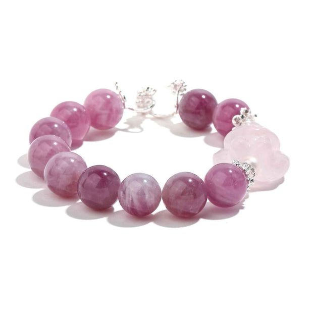 Enchanting Fox |Lepidolite &Rose Quartz Fox Bracelet(12mm)