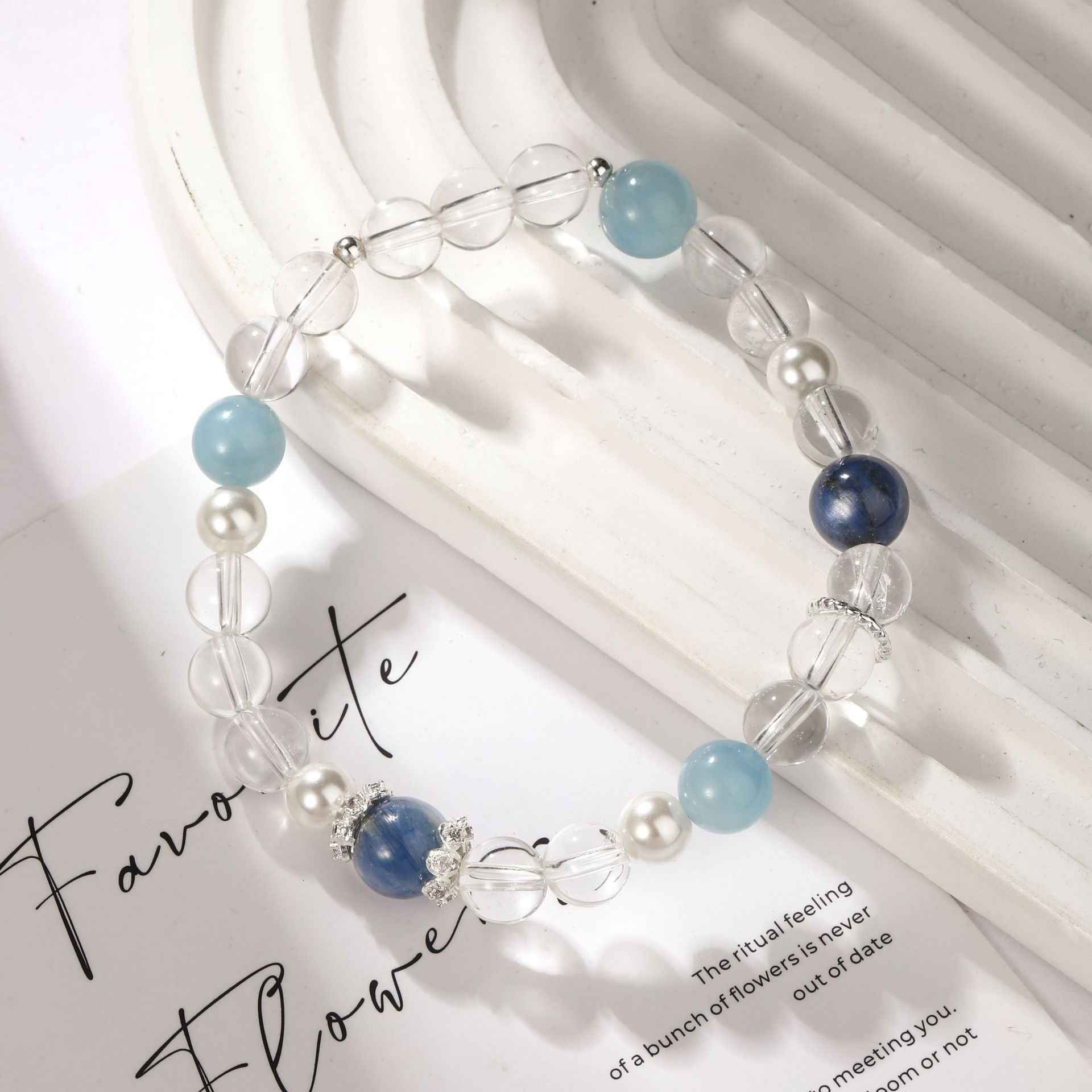 Blue Ocean Tide｜Clear Quartz&Aquamarine Crystal Bracelet(7+8mm)