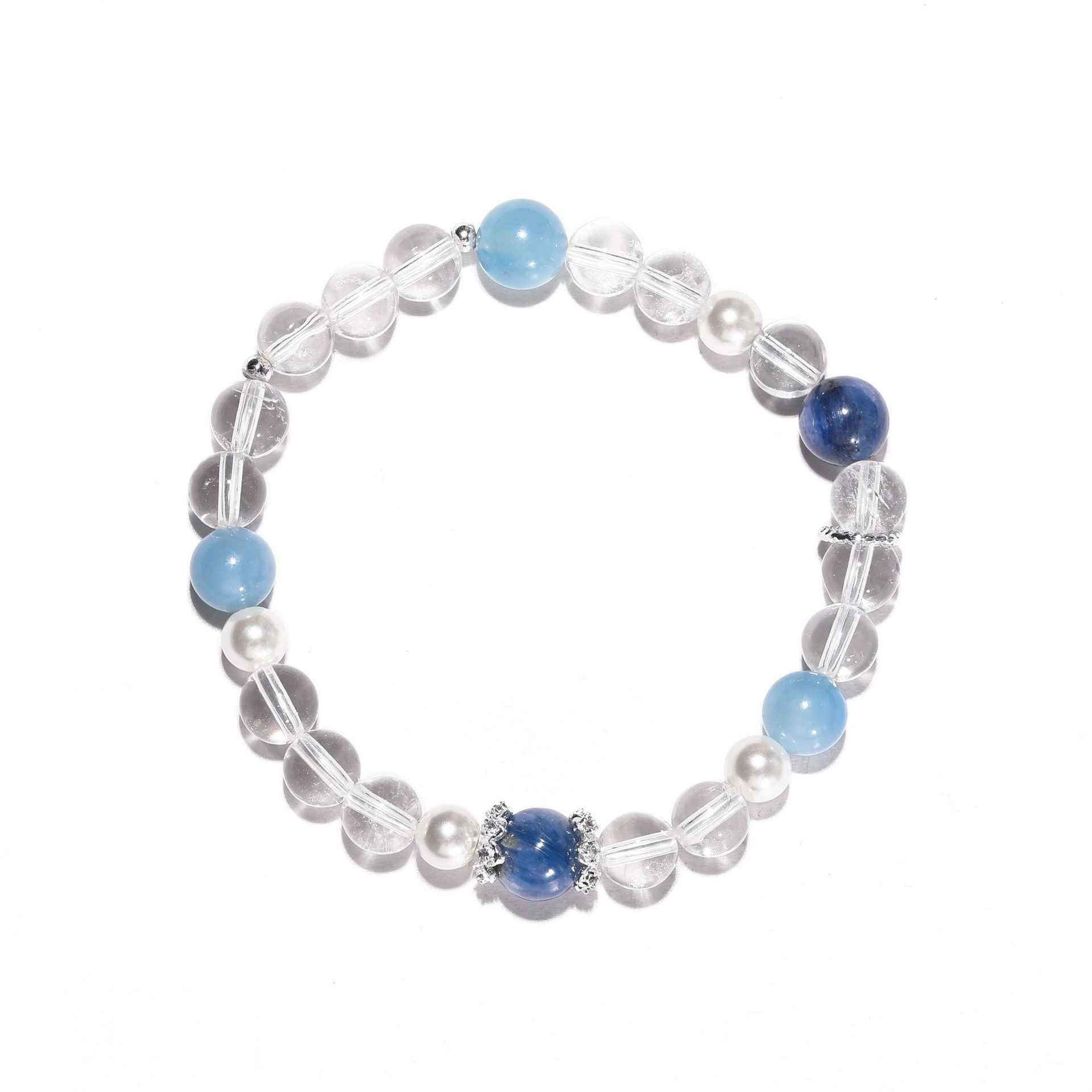 Blue Ocean Tide｜Clear Quartz&Aquamarine Crystal Bracelet(7+8mm)