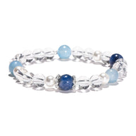 Blue Ocean Tide｜Clear Quartz&Aquamarine Crystal Bracelet(7+8mm) - MOONQUIET