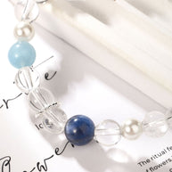 Blue Ocean Tide｜Clear Quartz&Aquamarine Crystal Bracelet(7+8mm) - MOONQUIET