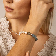 Blue Lazulite & Freshwater Pearl Bracelet | Calm & Clarity