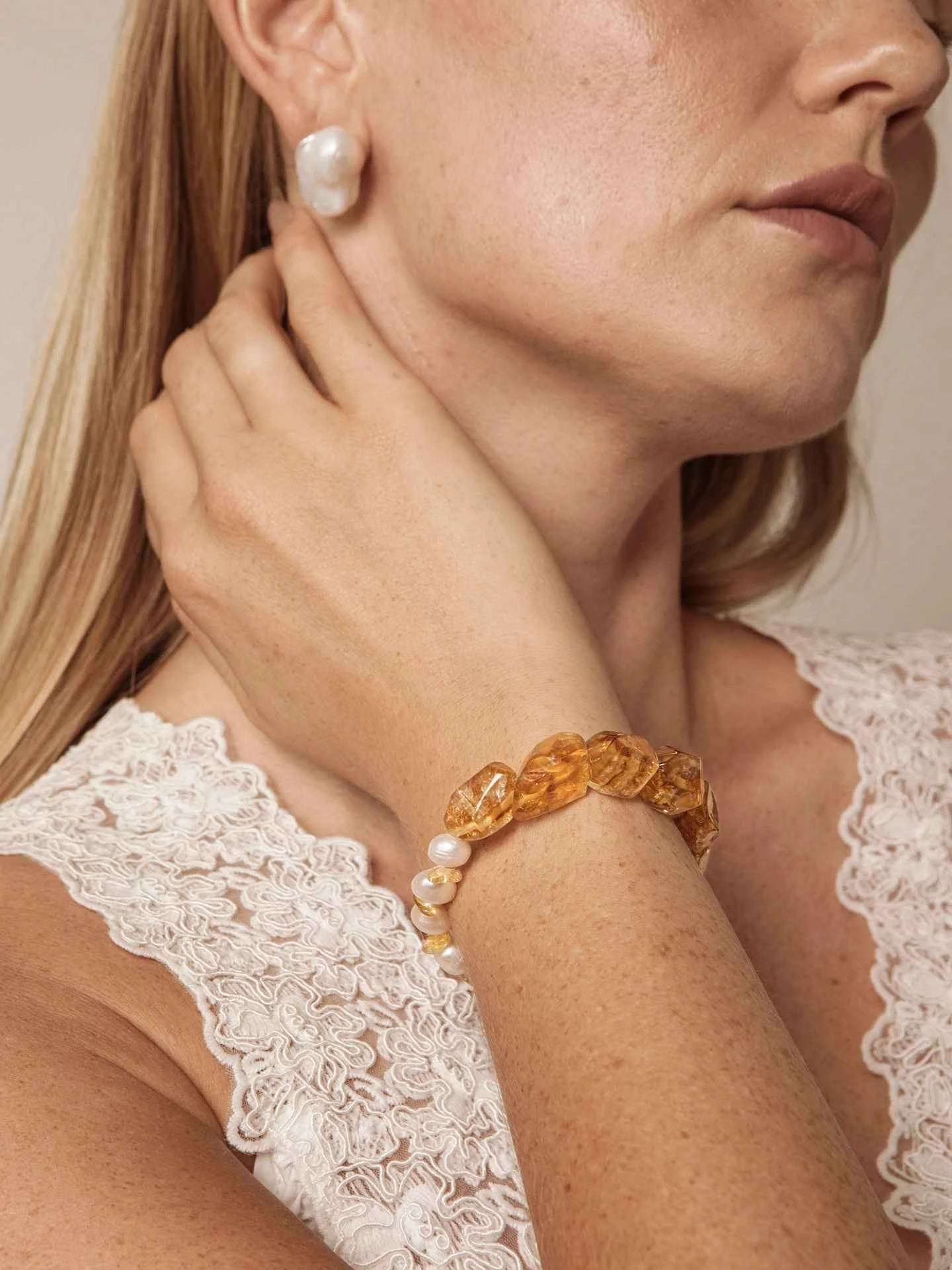 Citrine & Freshwater Pearl Bracelet | Abundance & Joy