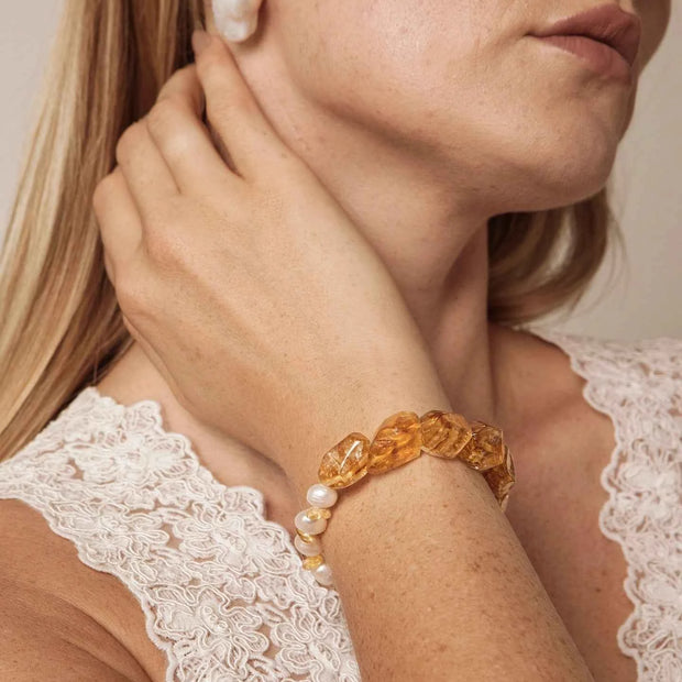 Citrine & Freshwater Pearl Bracelet | Abundance & Joy