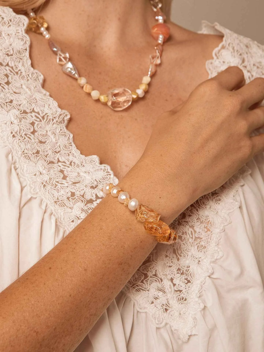 Citrine & Freshwater Pearl Bracelet | Abundance & Joy