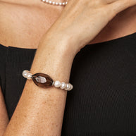 Smoky Quartz & Freshwater Pearl Bracelet | Grounding & Grace