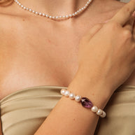 Amethyst & Freshwater Pearl Bracelet | Intuition & Inner Peace