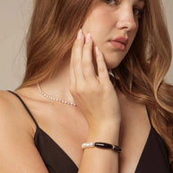 Black Agate & Freshwater Pearl Bracelet | Protection & Grace
