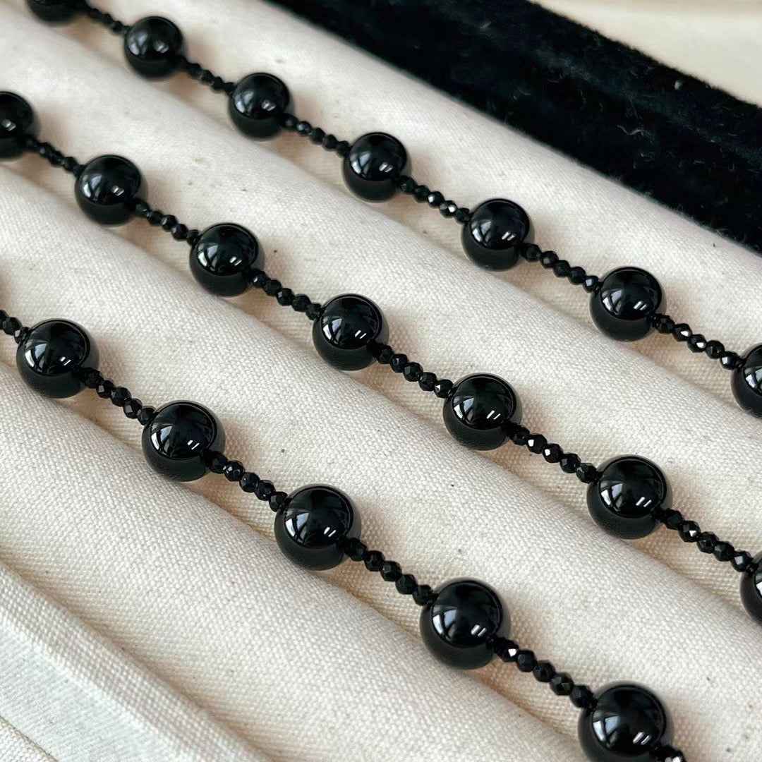 Black Agate Protection Necklace｜Grounded & Calm（2+8mm）