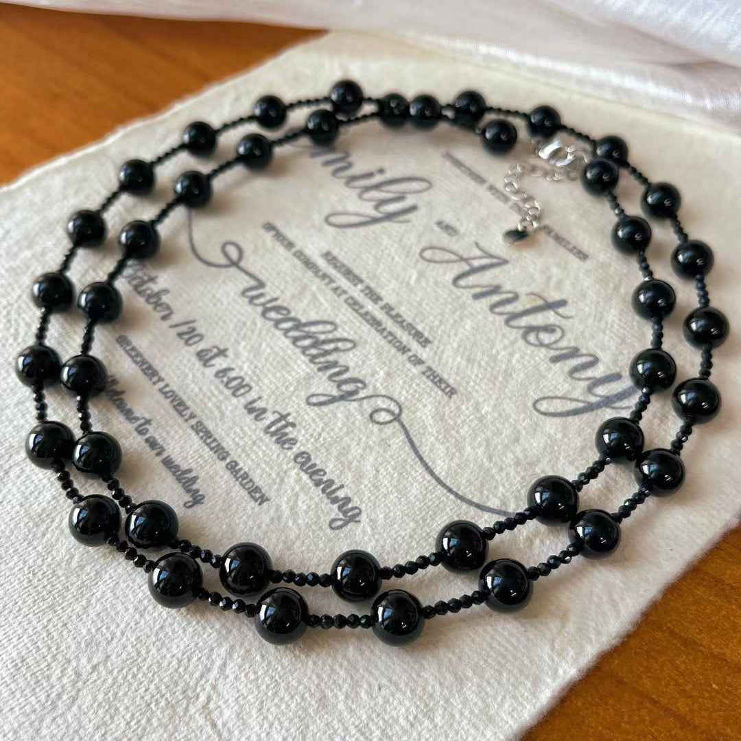 Black Agate Protection Necklace｜Grounded & Calm（2+8mm）