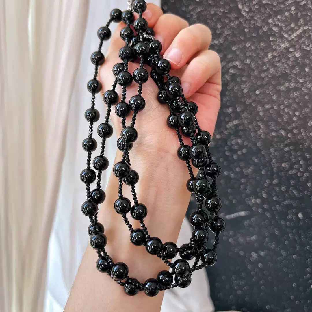 Black Agate Protection Necklace｜Grounded & Calm（2+8mm）