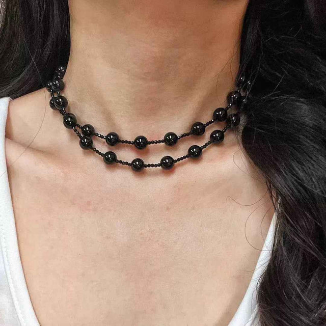 Black Agate Protection Necklace｜Grounded & Calm（2+8mm）