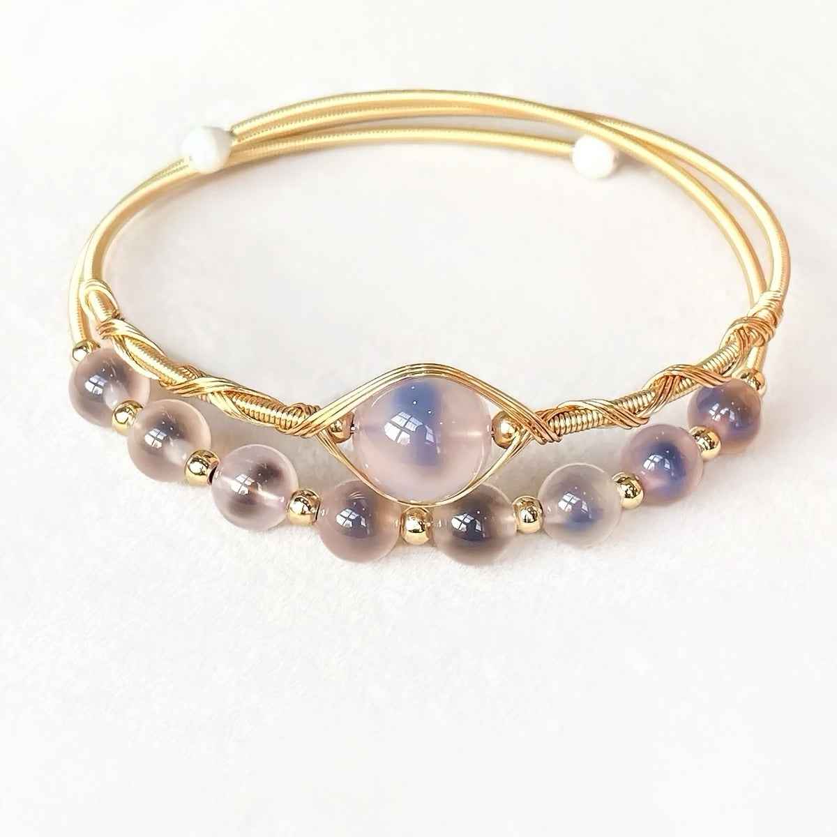 Double Layer Healing Crystal Bangle（Stone Options）