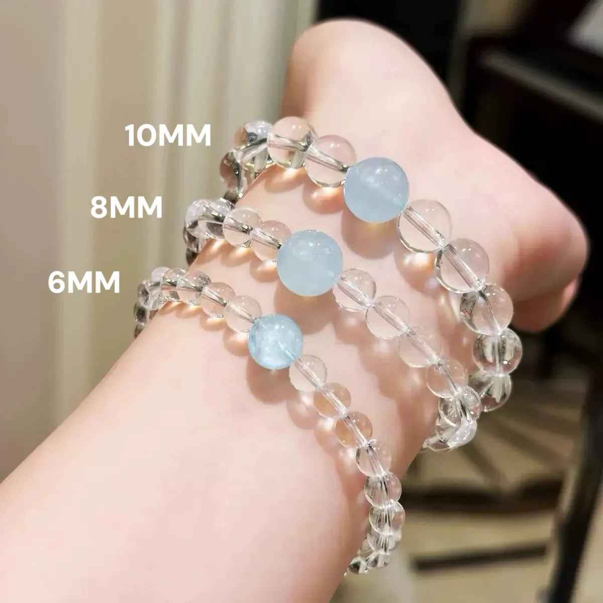 Clear Quartz x Aquamarine Bracelet|Clarity & Calm(6~10mm)