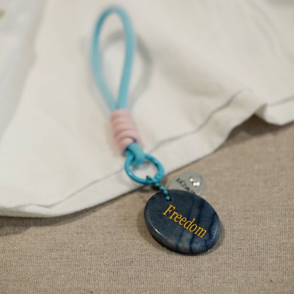 Freedom crystal keychain with blue aventurine