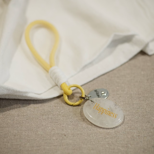 Happiness crystal keychain with clear quartz
