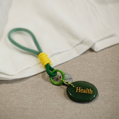 Health crystal keychain with green aventurine
