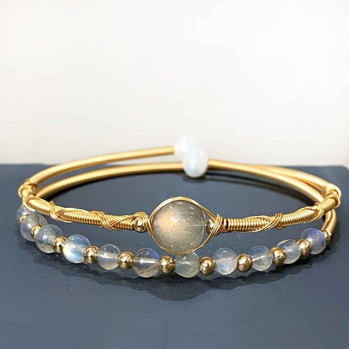 Double Layer Healing Crystal Bangle（Stone Options）