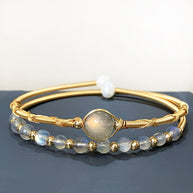 Double Layer Healing Crystal Bangle（Stone Options） - MOONQUIET