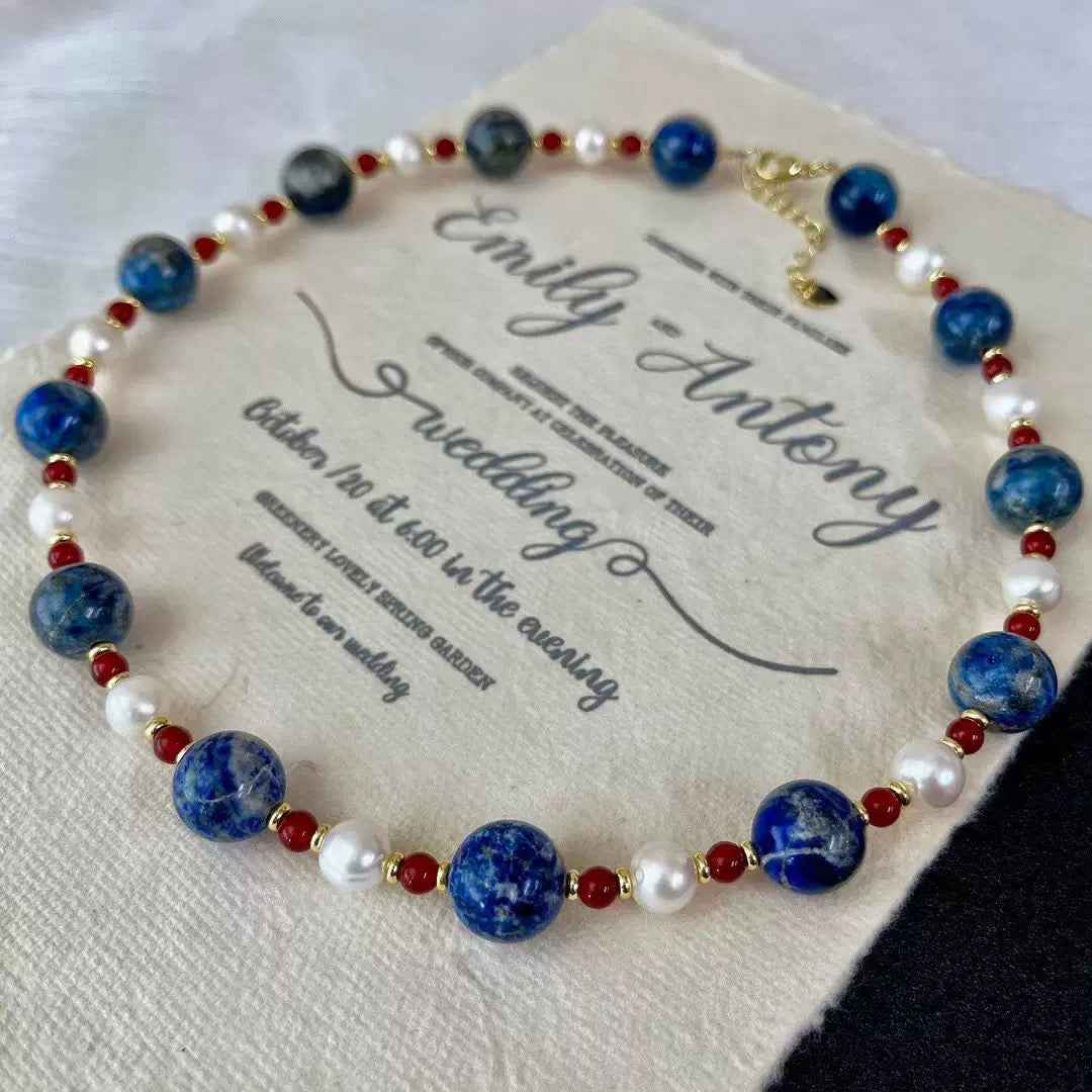 Lapis Lazuli Pearl Necklace | Confidence & Harmony