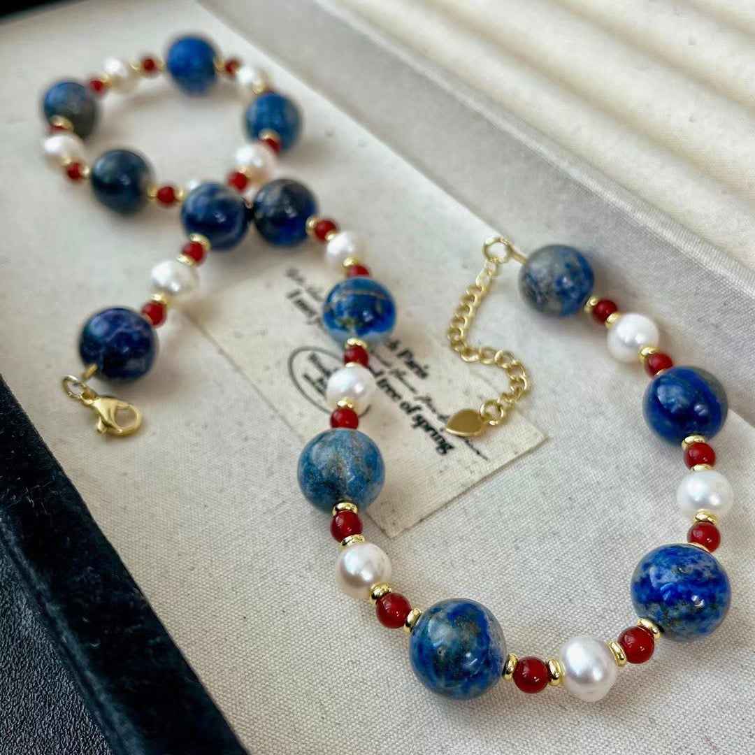 Lapis Lazuli Pearl Necklace | Confidence & Harmony