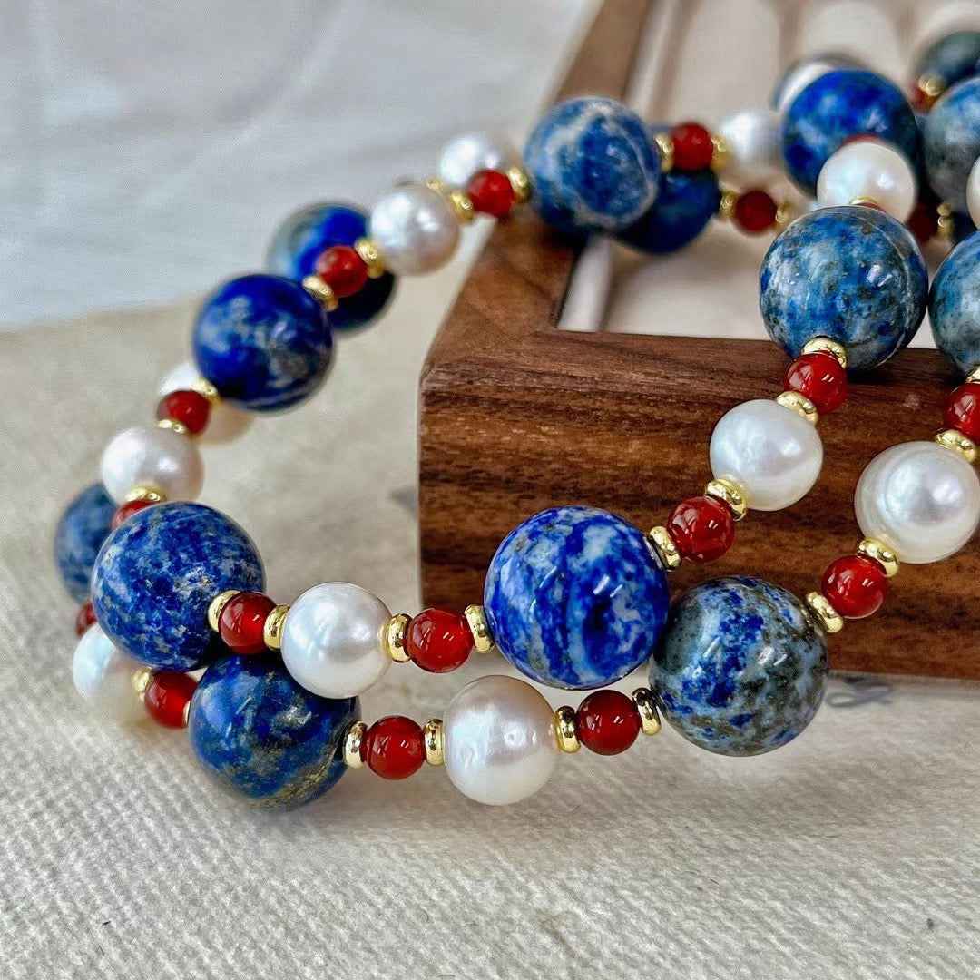 Lapis Lazuli Pearl Necklace | Confidence & Harmony