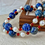 Lapis Lazuli Pearl Necklace | Confidence & Harmony - MOONQUIET
