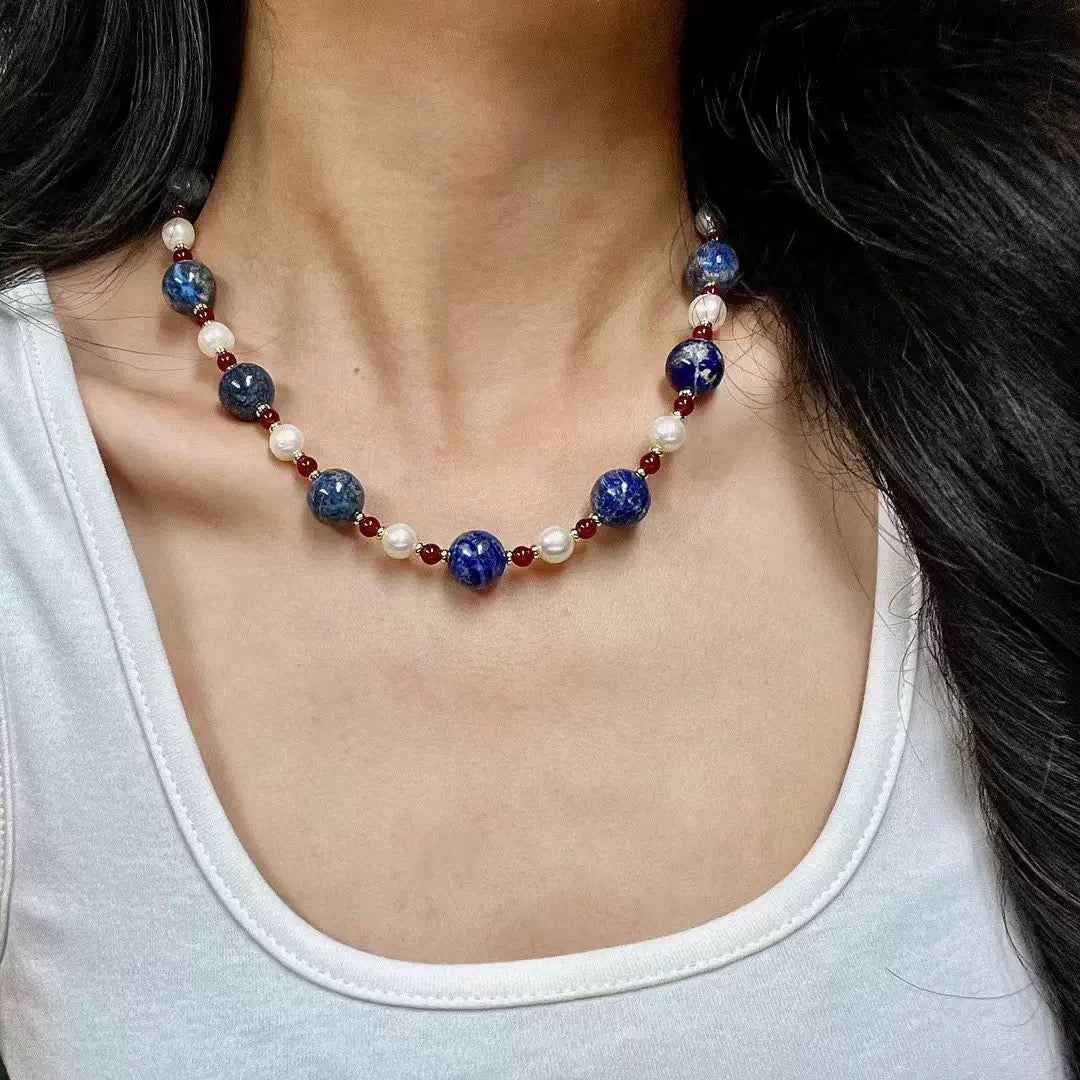 Lapis Lazuli Pearl Necklace | Confidence & Harmony