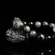 Energy Protection Bracelet｜Silver Obsidian & Gray Moonstone(12mm) - MOONQUIET