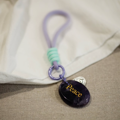 Peace crystal keychain with amethyst