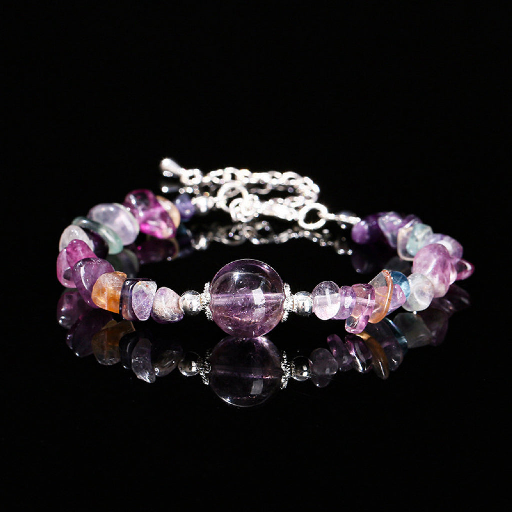 Rainbow Fluorite Chip Bracelet – Improves focus, clears the mind, and supports decision-making.
